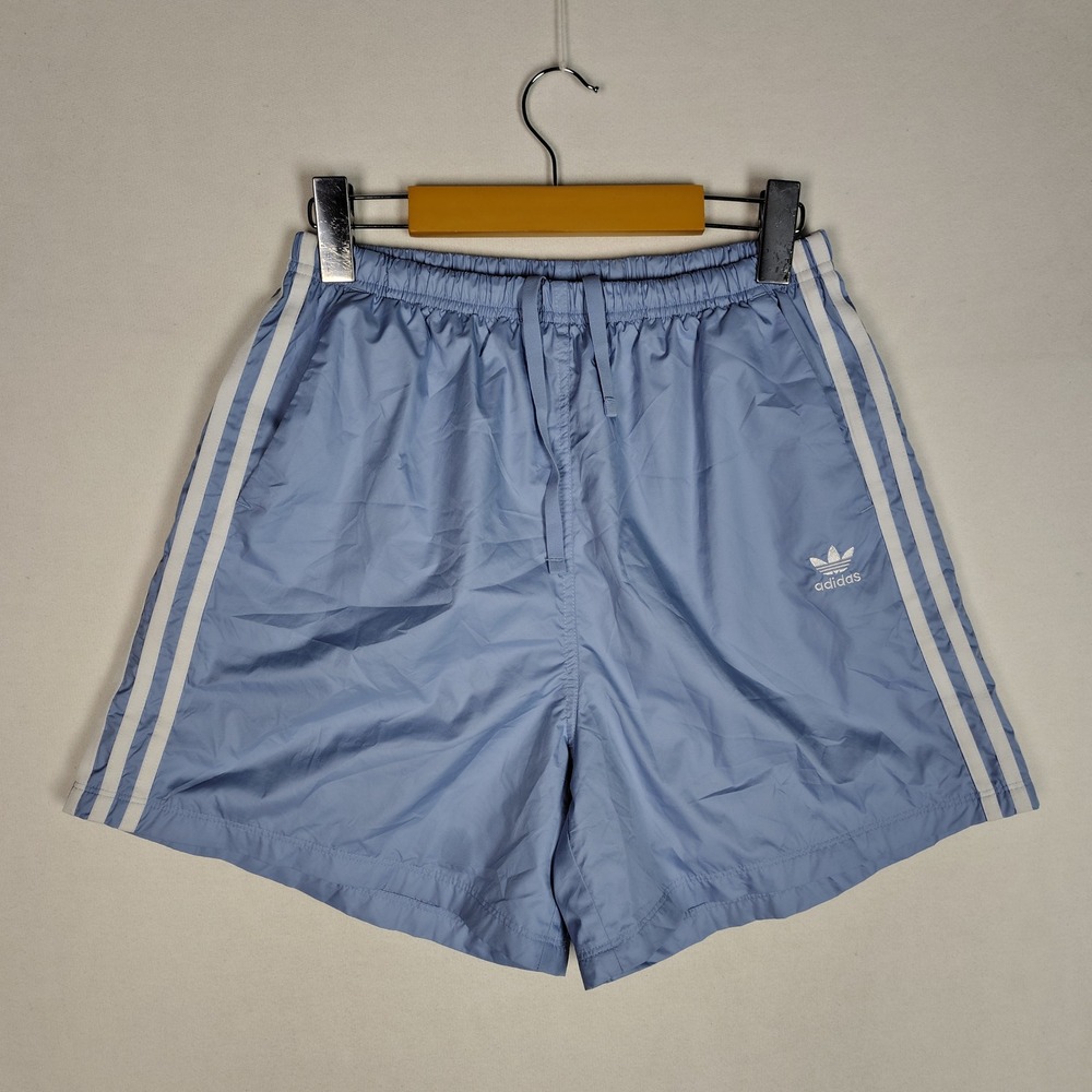 Adidas Originals Primegreen Light Blue 3-Stripe Track Shorts Womens Small